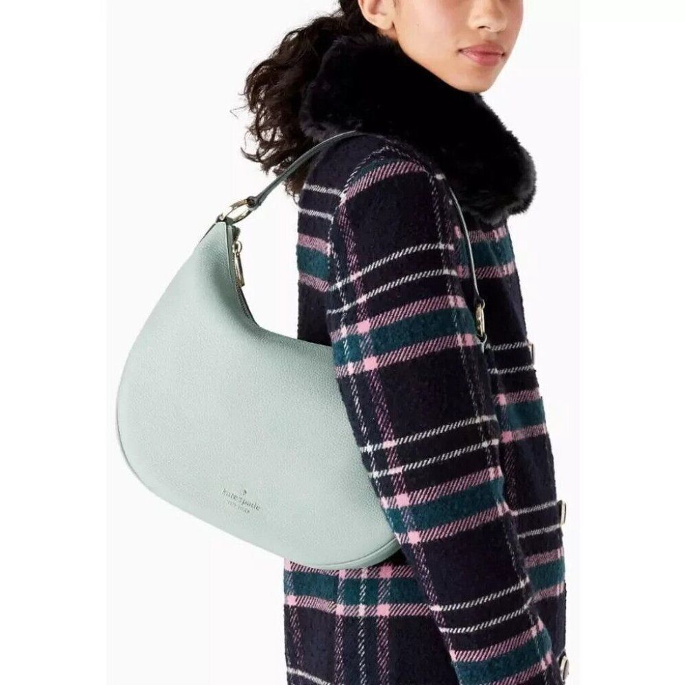 NWT Kate Spade Weston Frosty Sky Leather Large Shoulder Crossbody Bag K8453 $399 - Picture 2 of 8
